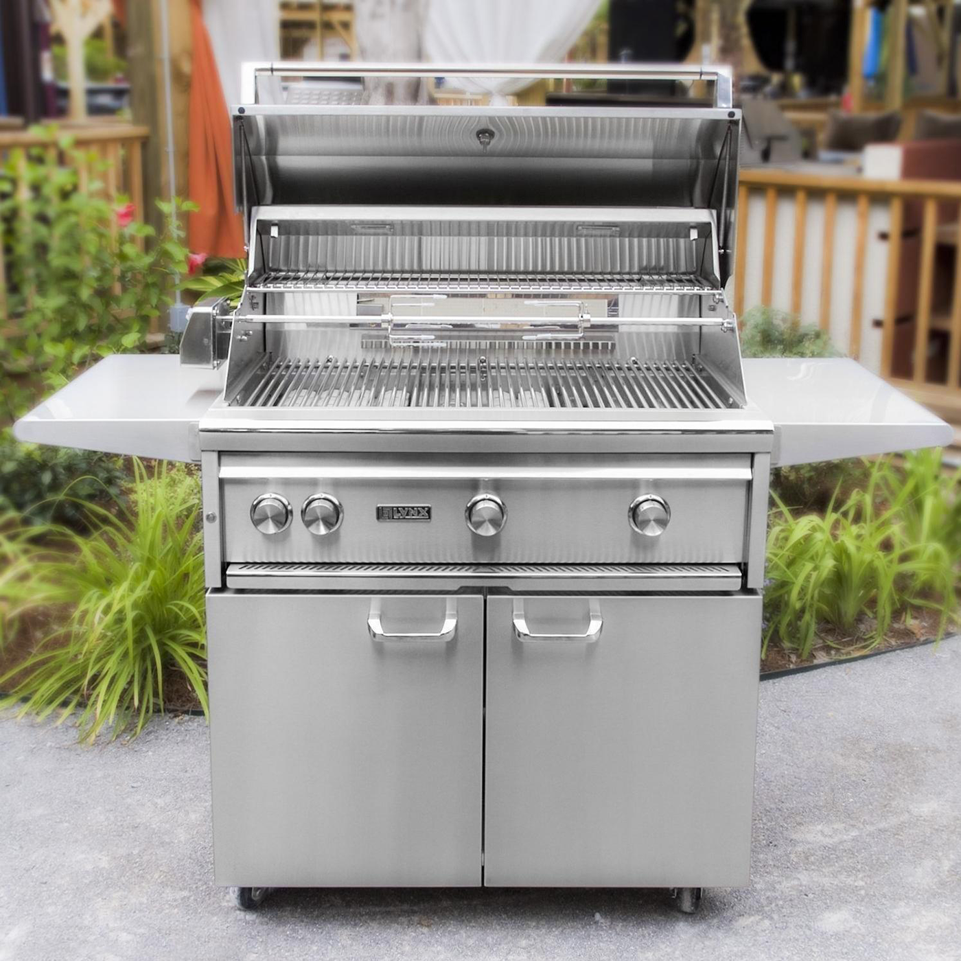 Lynx 36" Freestanding Gas Grill w/ Rotisserie and All Trident Burner on Cart, Liquid Propane