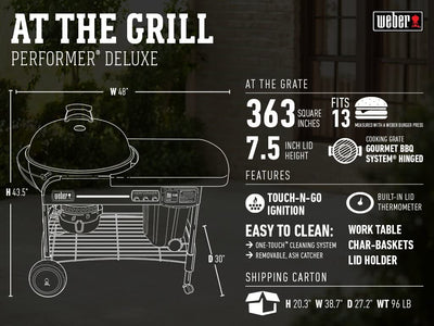 Weber:Performer Deluxe Charcoal Grill, Crimson