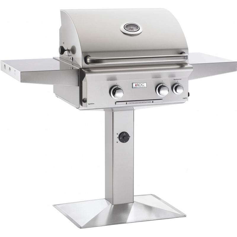 American Outdoor Grill: 24" AOG Grill on Pedestal, w/ Lights & Rotisserie, NG (LP Conversion Kit Included)