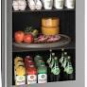 U-Line: Glass Refrigerator 24" Reversible Hinge Stainless Frame 115v