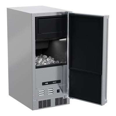 Marvel Refrigeration: 15" Outdoor Clear Ice Machine, Pump, Stainless Steel, Solid Door, Reversible Door